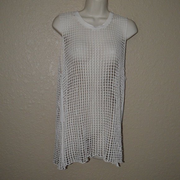 Sz S 0 IRO Off White Mesh Sleeveless Oversized Tank Top - Picture 1 of 5